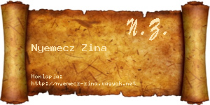 Nyemecz Zina névjegykártya